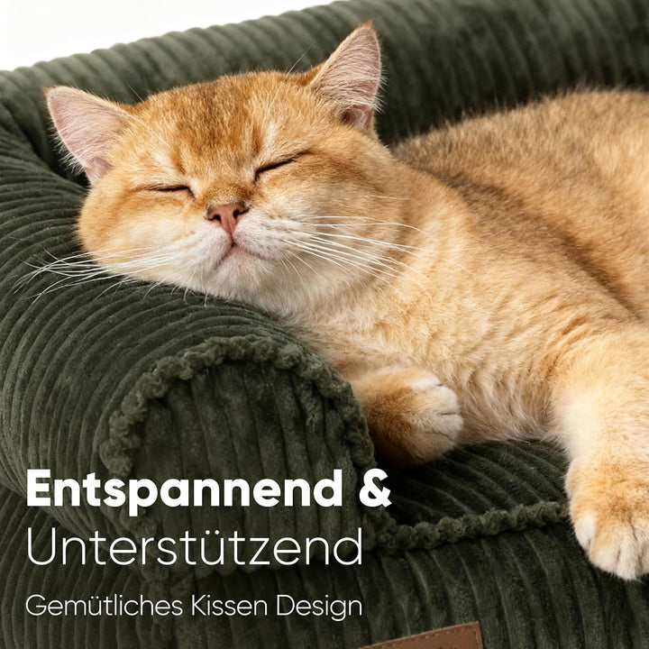 FUKUMARU Katzensofa Bett, Corduroy Gemütliches Katzenbett für drinnen mit abnehmbarem waschbarem Bez