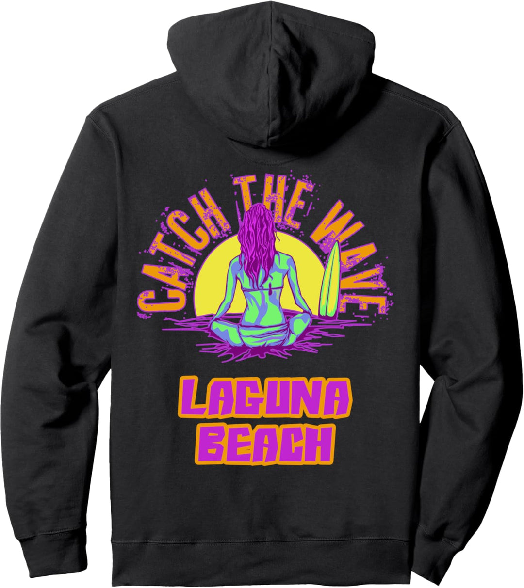 Laguna Beach Surfen Vaporwave Ästhetische Strandwellen Pullover Hoodie