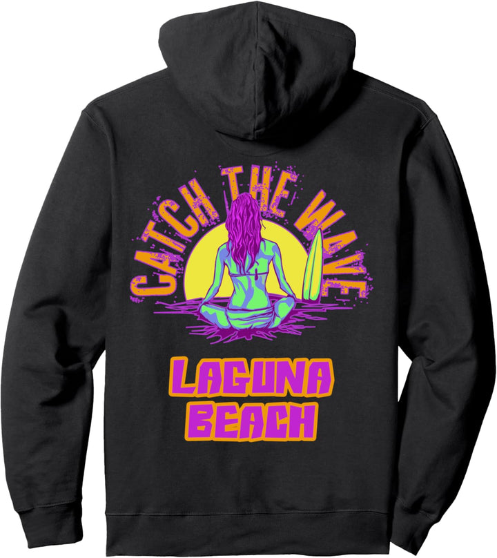 Laguna Beach Surfen Vaporwave Ästhetische Strandwellen Pullover Hoodie