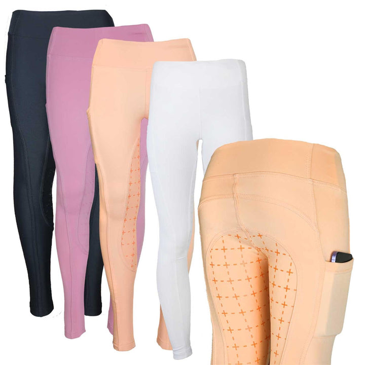 MS-Trachten Winter Reitleggings Kinder Thermoreitleggings Silikonbesatz Reithose Tabea 134-140 Apric