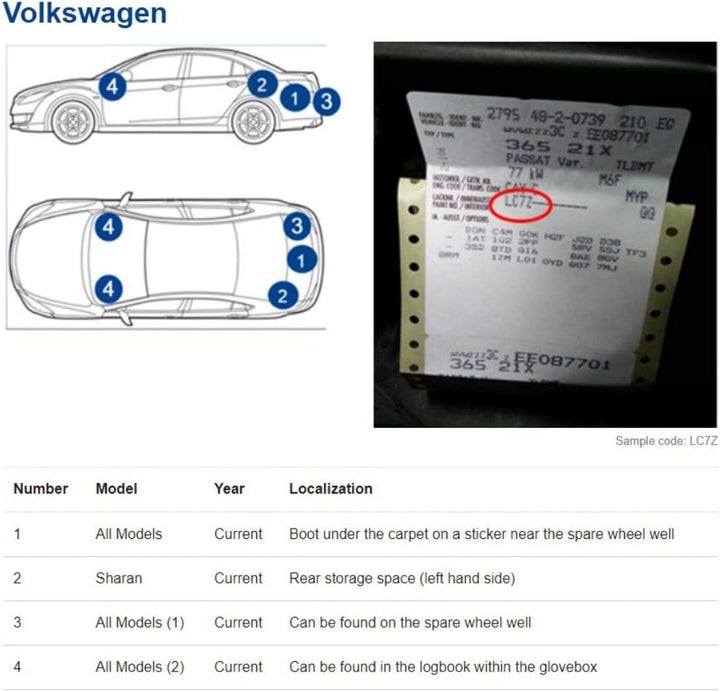 Genuine Colors Lackstift SHADOW BLUE LD5Q Kompatibel/Ersatz für VW Volkswagen Blau Komplettes Repara