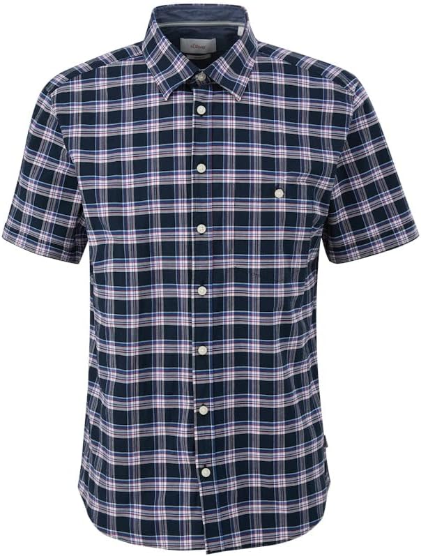 s.Oliver Herren Hemd Kurzarm XL Blau 58n4, XL Blau 58n4