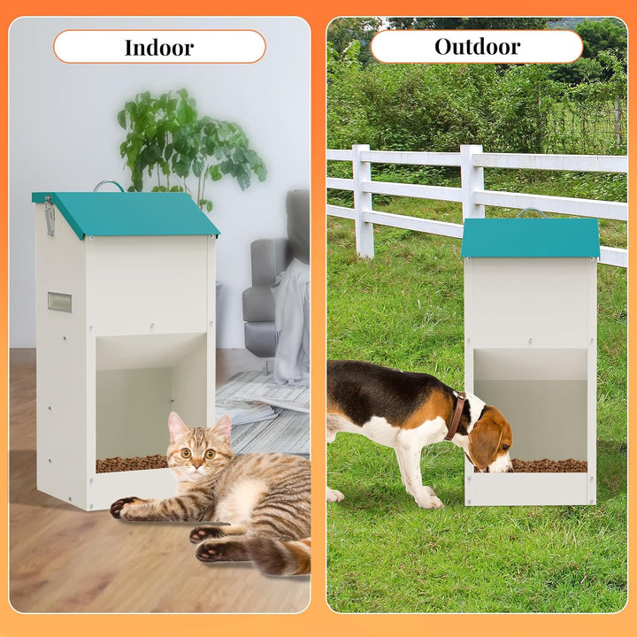 Svaoumu Verzinkter Automatischer Hundefutter-Spender 6 kg Aussen-Schwerkraft-Metallfutter-Spender fü