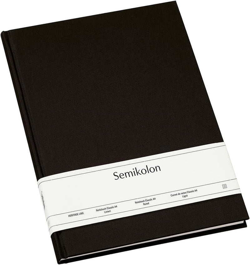 Semikolon 350924 - Notizbuch Classic A4 liniert - 176 Seiten, cremeweisses Papier – Lesezeichen – bl