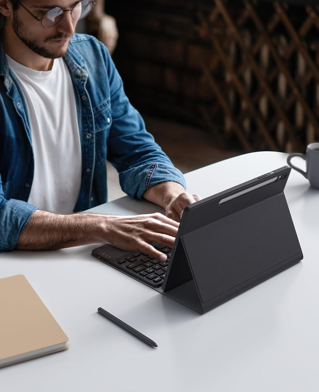 Earto Samsung Galaxy Tab Tastatur für S9 11"/S9 FE 10.9”, Smart Touchpad, Tab S9 Hülle mit S-Pen-Hal