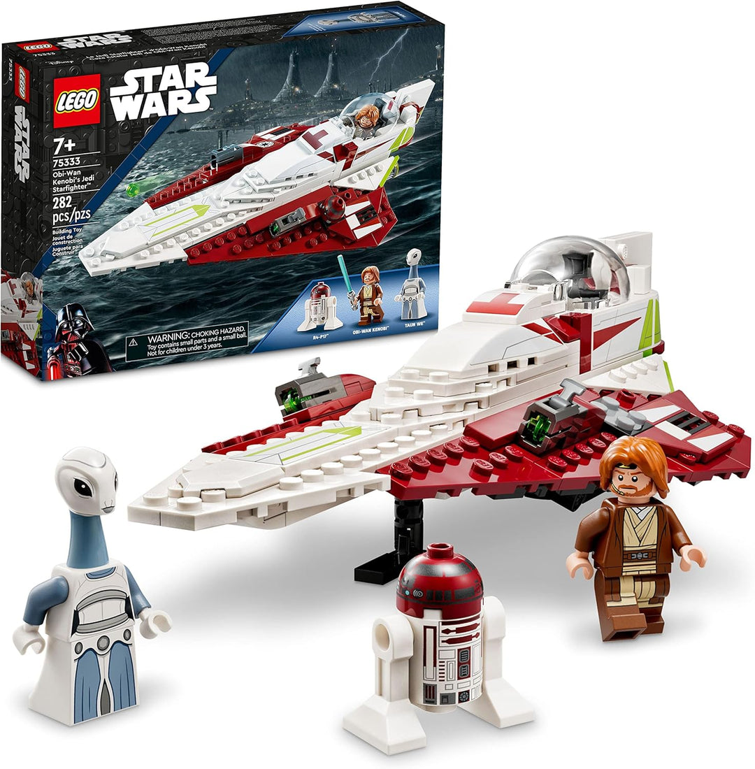LEGO Star Wars OBI-Wan Kenobi's Jedi Starfighter 75333 Building Toy Set Features Minifiguren, Lights