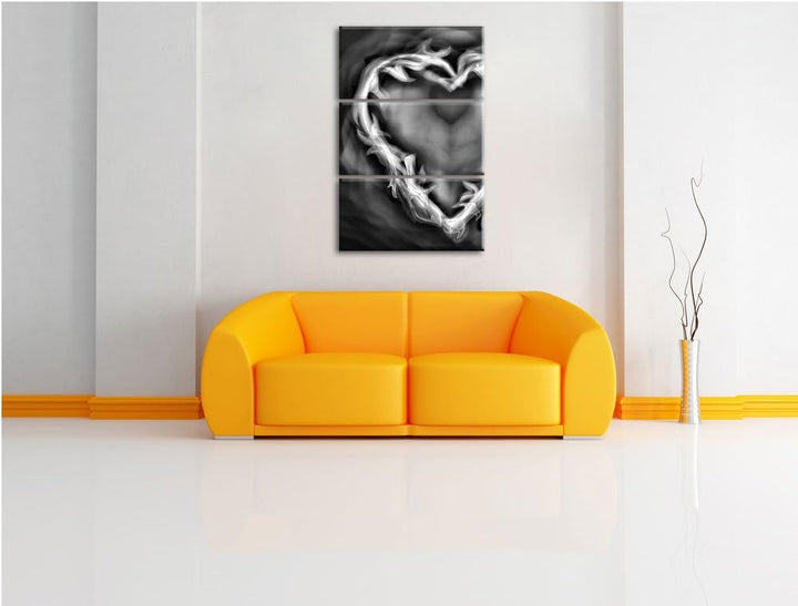 Pixxprint Herz aus Feuer als Leinwandbild/Grösse: 3 Teilig (120x80) cm/Wandbild/Kunstdruck/fertig be