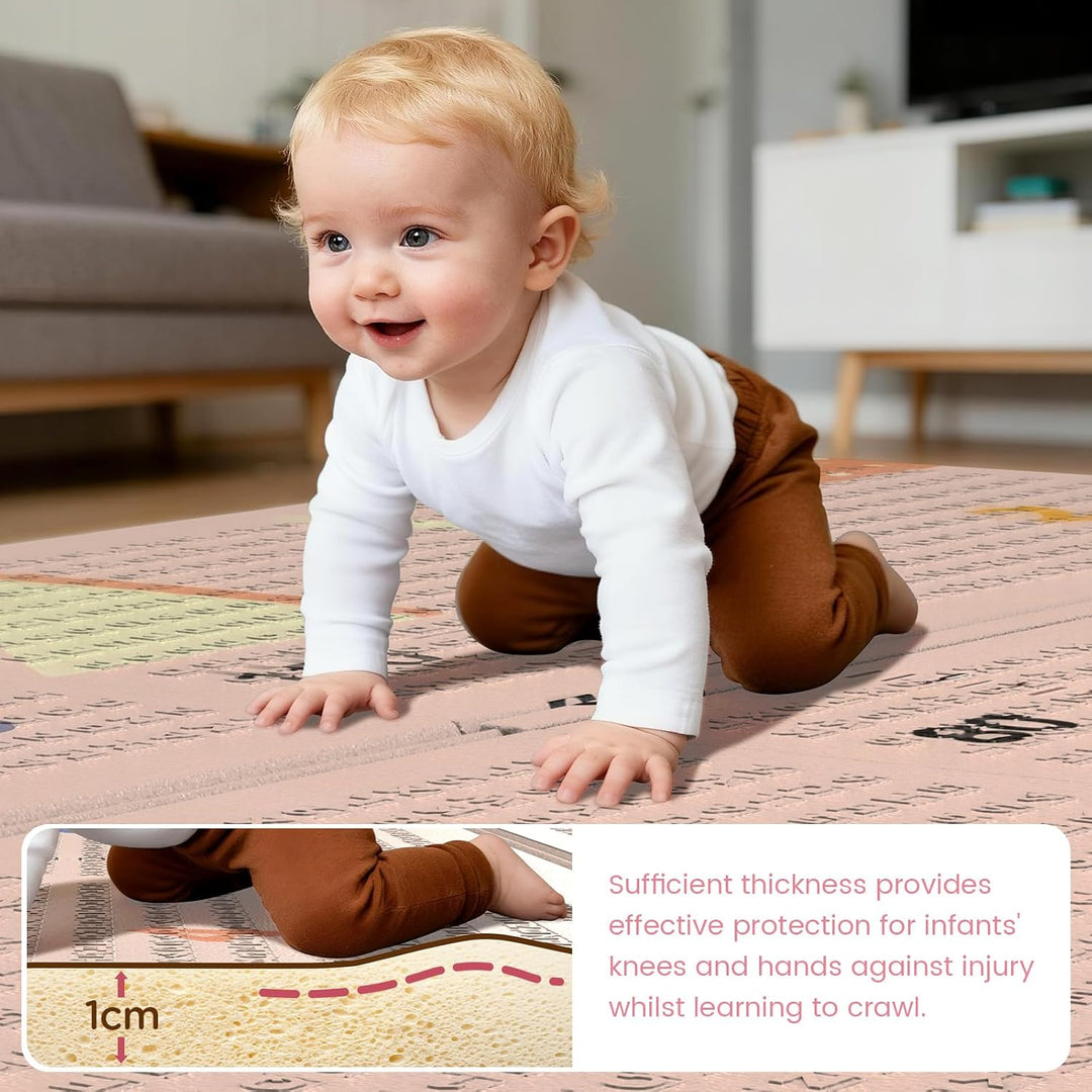 Krabbelmatte 180x120cm – Baby Spielmatte doppelseitig, Krabbeldecke aus XPE 1cm, faltbar, wasserdich