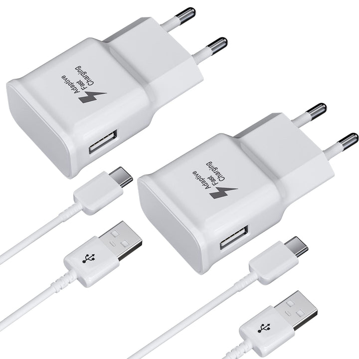 2-Pack Ladegerät mit USB Typ-C Ladekabel Schnellladekabel Für Samsung Galaxy S8 S8+ S9 Plus S9+ S10