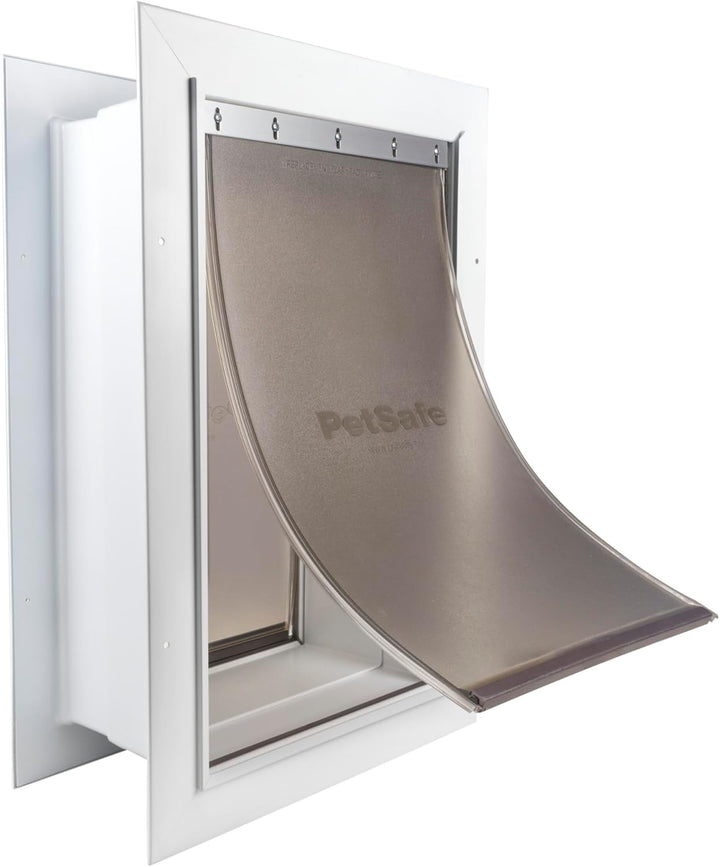 PetSafe Haustiertür für Hunde und Katzen, mit Teleskop-Tunnel, Weiss, gross Weiss L, Weiss L