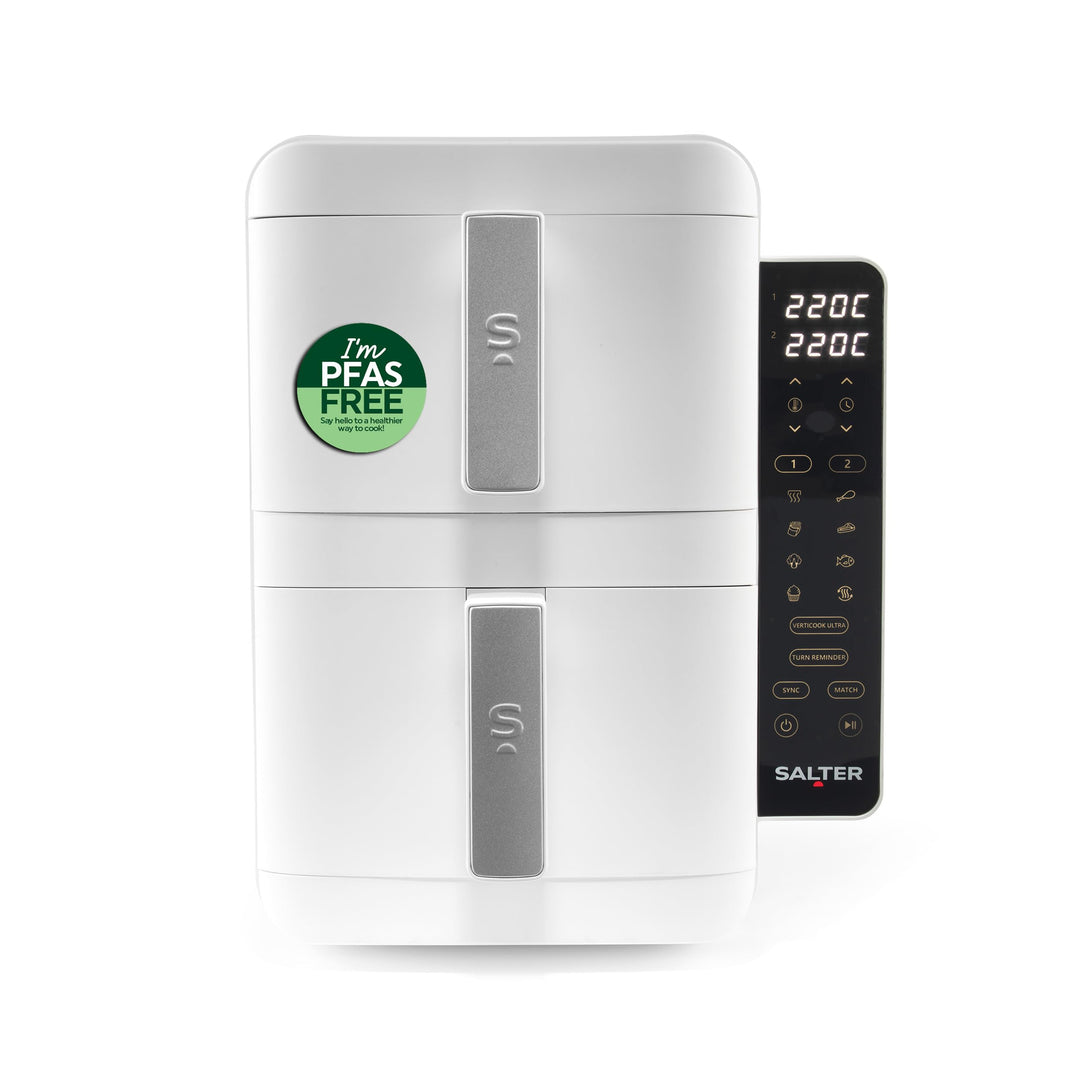 Salter VertiCook Ultra Stapelbarer Heissluftfritteuse - Vertikales Kochen, 9L, 2 x 4,5L Körbe &amp; Rost