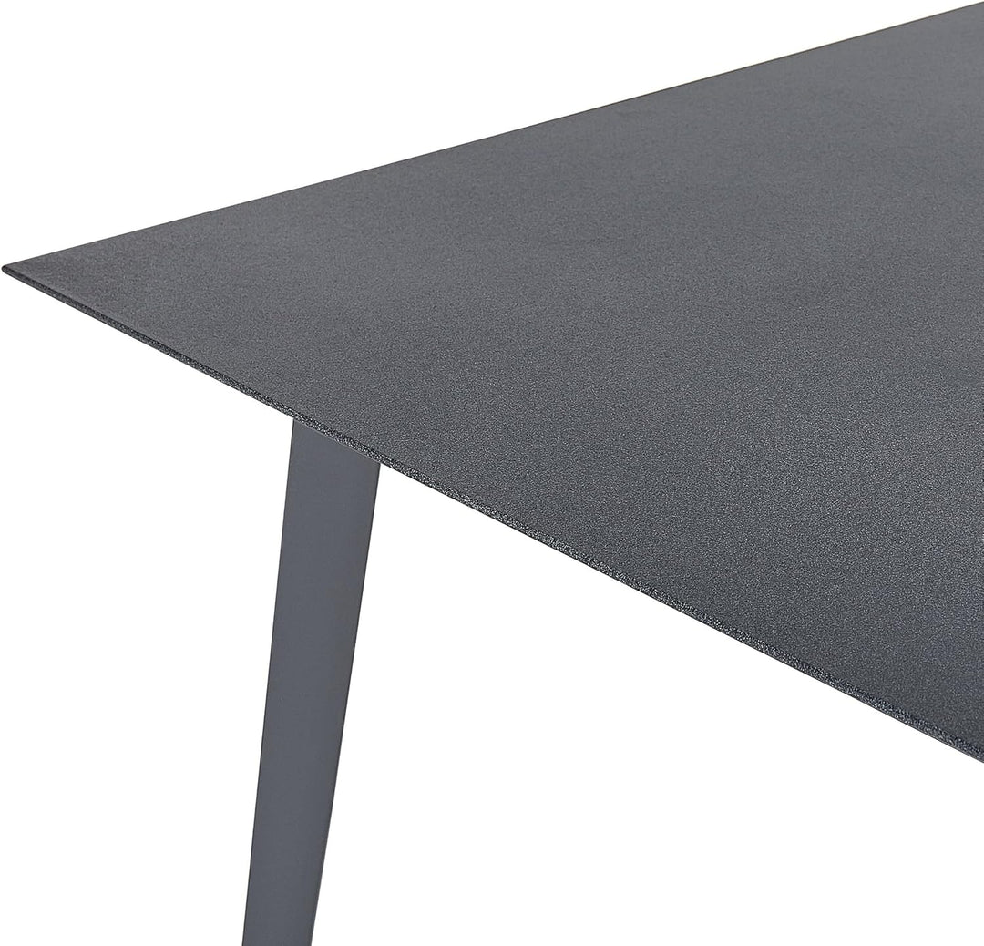 Gartentisch Aluminium Glasplatte Steinoptik rechteckig 140x80 cm grau Mileto