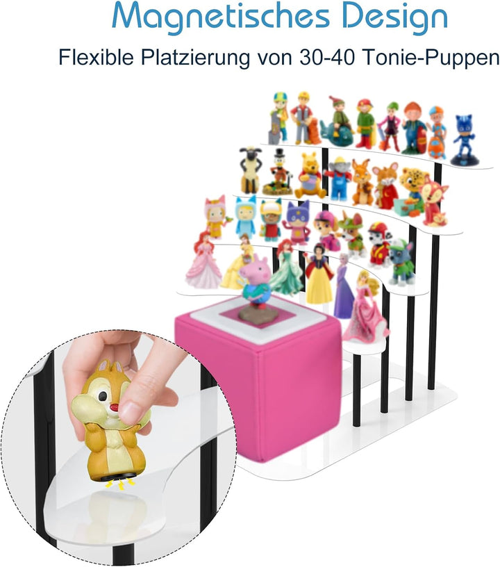 JYiuog Regal für Tonies, Metall Display ständer für Toniebox，Aufbewahrungsregal für 30–40 Figuren ,