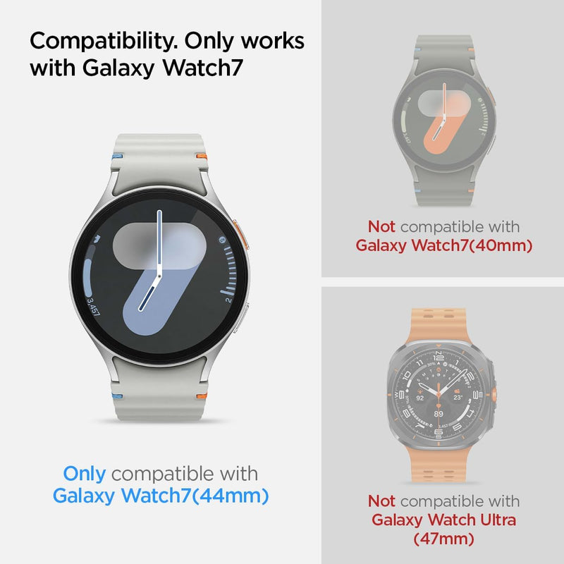 Spigen Glas.tR EZ Fit Schutzfolie kompatibel mit Samsung Galaxy Watch 7 44mm, 2 Stück, Nicht hüllenf