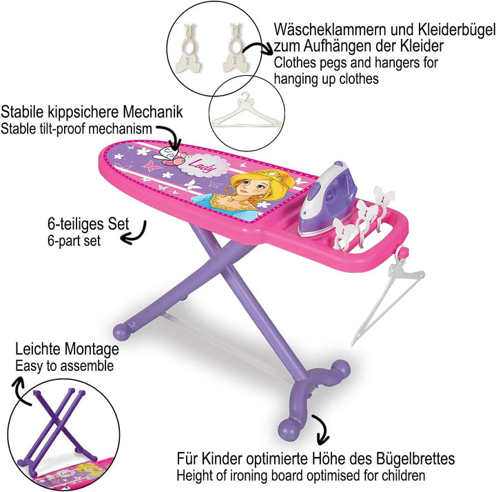 JAMARA 460259 - Little Laundry Princess - Rollenspiel Bügelset - Stabile Kippsichere Mechanik, für K