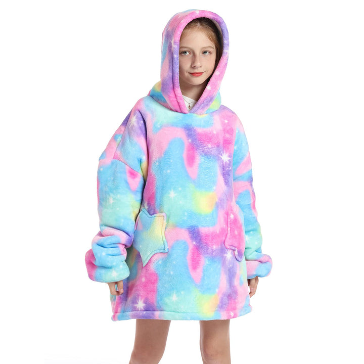 Kinder Oversized Decke Hoodie, Cute Animal Sherpa Fleece Tragbare Decke Hoodie für Kinder Teen, Fluf