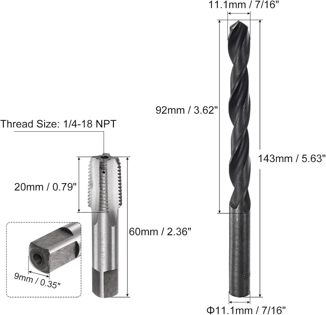 QUARKZMAN Gewindebohrer Set 1/4-18 NPT, Gewindeschneider- und Bohrer set, Gewindeschneidwerkzeug, 1/
