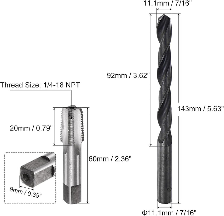 QUARKZMAN Gewindebohrer Set 1/4-18 NPT, Gewindeschneider- und Bohrer set, Gewindeschneidwerkzeug, 1/