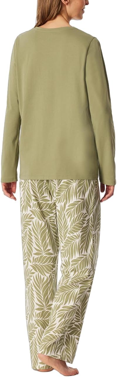 Schiesser Damen Schlafanzug Set lang weiche Baumwolle - Nightwear 36 Linde_181250, 36 Linde_181250