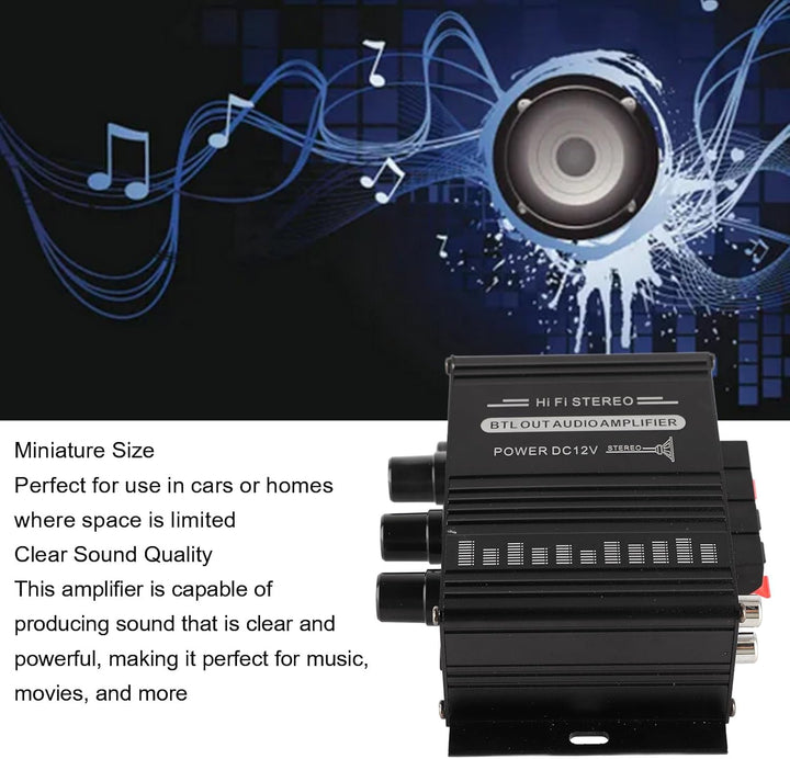 Stereo-Verstärker 12 V, Auto-Stereo-Audio-Verstärker, Auto-Audio-Subwoofer-Verstärker, Tragbarer Min