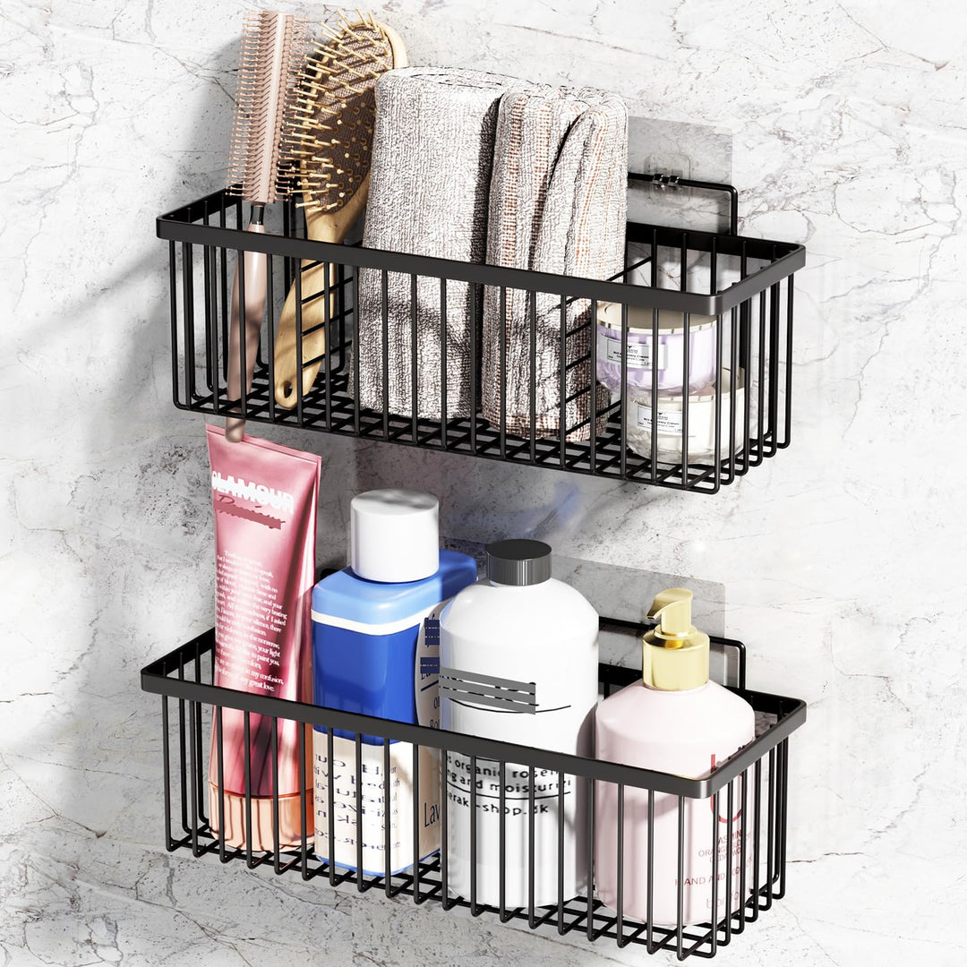 Duschablage Ohne Bohren, 2 Stück Badezimmer Organizer, Rostfreie Duschregal, Duschregal mit 4 abnehm