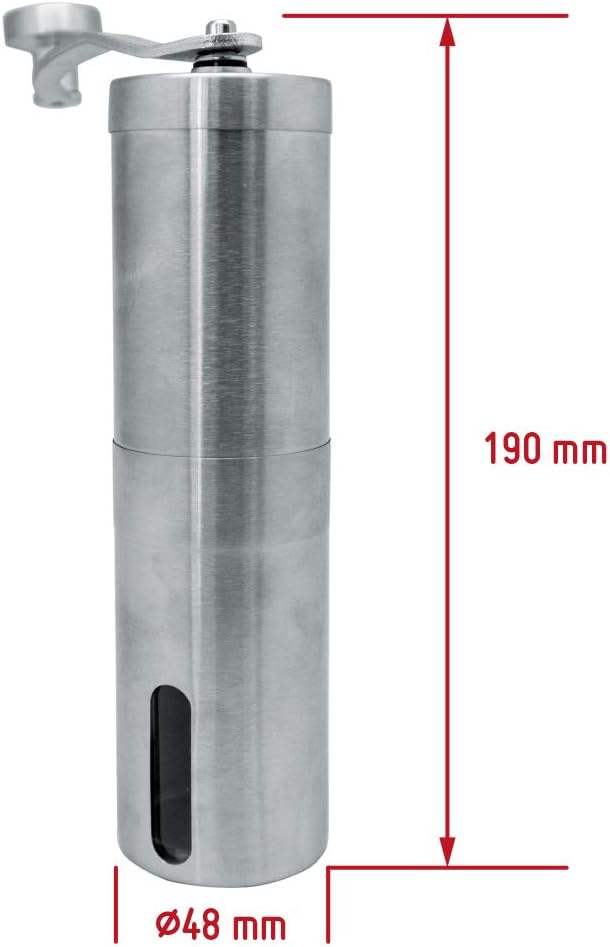 NERTHUS FIH 809 - Manuelle Kaffeemühle aus Edelstahl mit verstellbaren Keramikmahlen - Kompakte Grös
