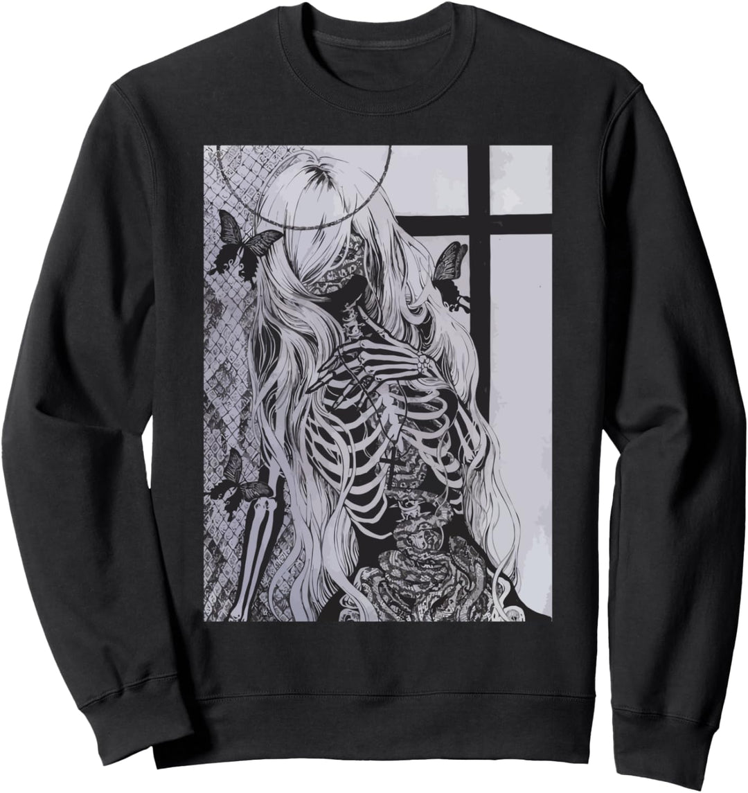 Dark Art weicher Grunge y2k weiblicher skelett skull Sweatshirt