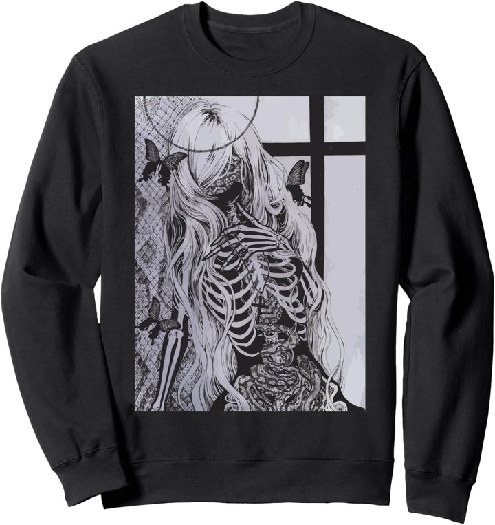 Dark Art weicher Grunge y2k weiblicher skelett skull Sweatshirt