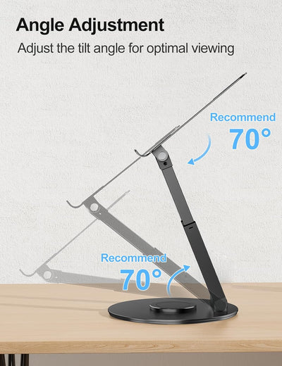 Laptop Ständer Höhenverstellbar mit 360° Drehbarer Basis, Ergonomisch Laptopständer, Laptop Erhoehun