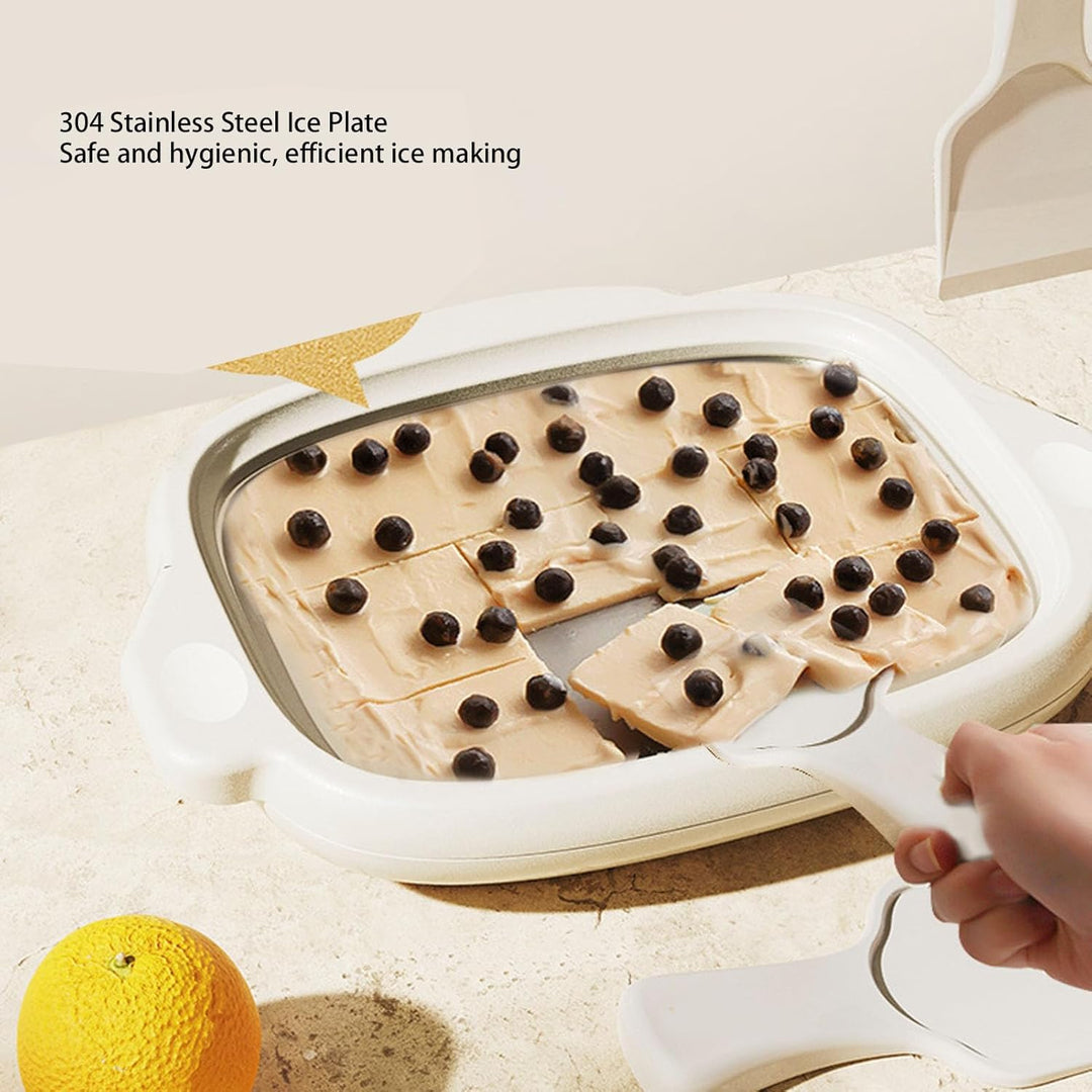 Gerollte Eismaschine, Edelstahl-Eisbratmaschine, Eiswürfelform, Frozen Yogurt Maker für Kinder, selb
