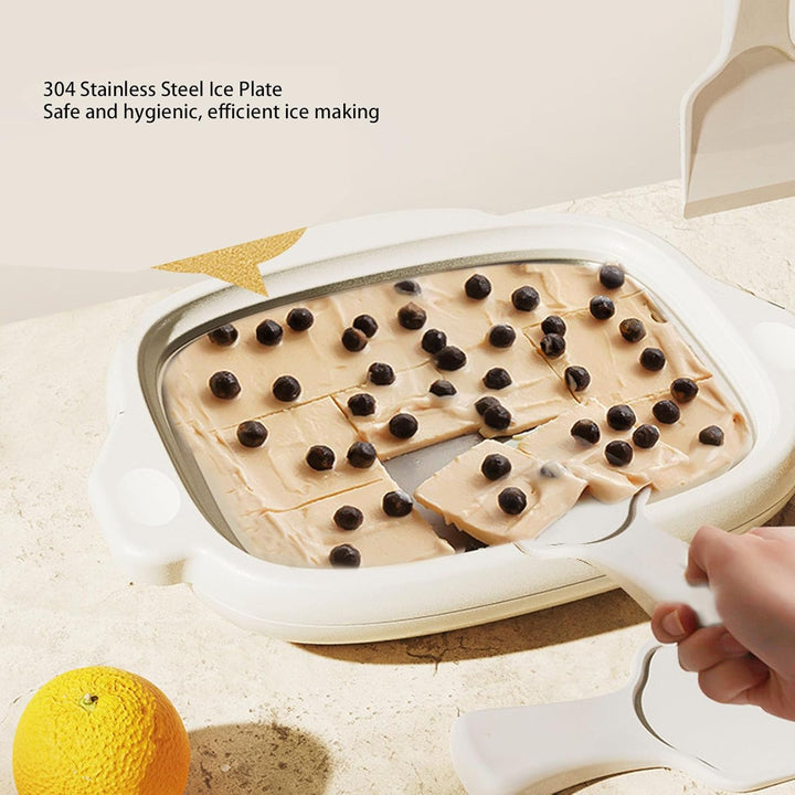 Gerollte Eismaschine, Edelstahl-Eisbratmaschine, Eiswürfelform, Frozen Yogurt Maker für Kinder, selb