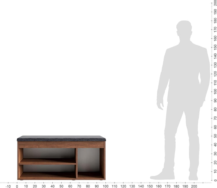 KOMTO Schuhbank mit Sitzfläche - Schuhregal Bank mit Stauraum Nussbaum 100 x 48 x 32 cm Schuhschrank