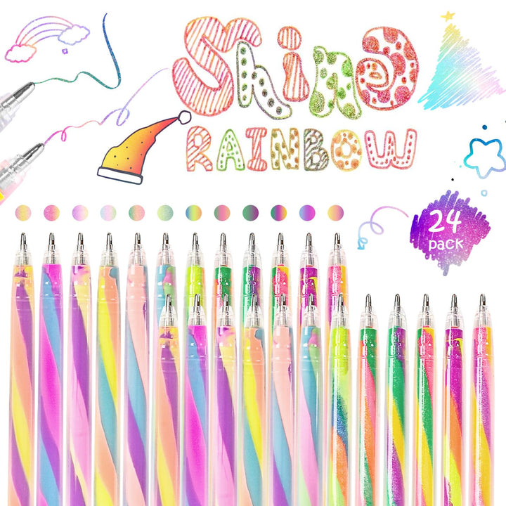 Mitgebsel Kindergeburtstag, 24 Regenbogenstifte - 12 Neon &amp; 12 Pastell, Geschenke für Mädchen 4-12 J