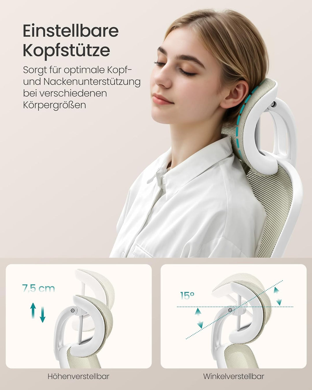 SONGMICS Bürostuhl ergonomisch, Schreibtischstuhl, Drehstuhl mit Mesh, gepolsterte Lendenstütze, Wip