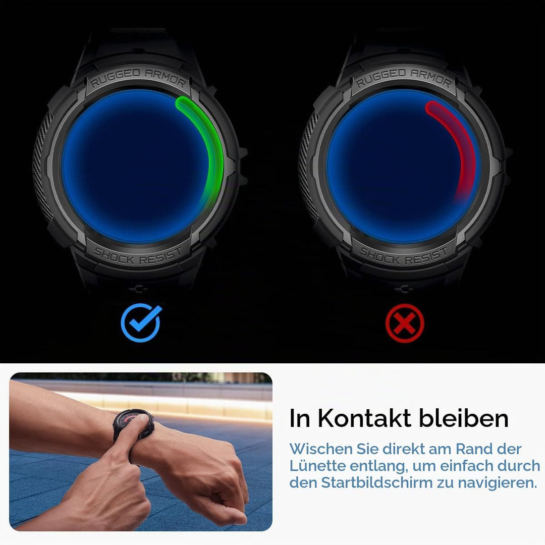 Spigen Rugged Armor Pro Armband mit Hülle Kompatibel mit Galaxy Watch 5 Pro 45mm (2022) - Schwarz, S