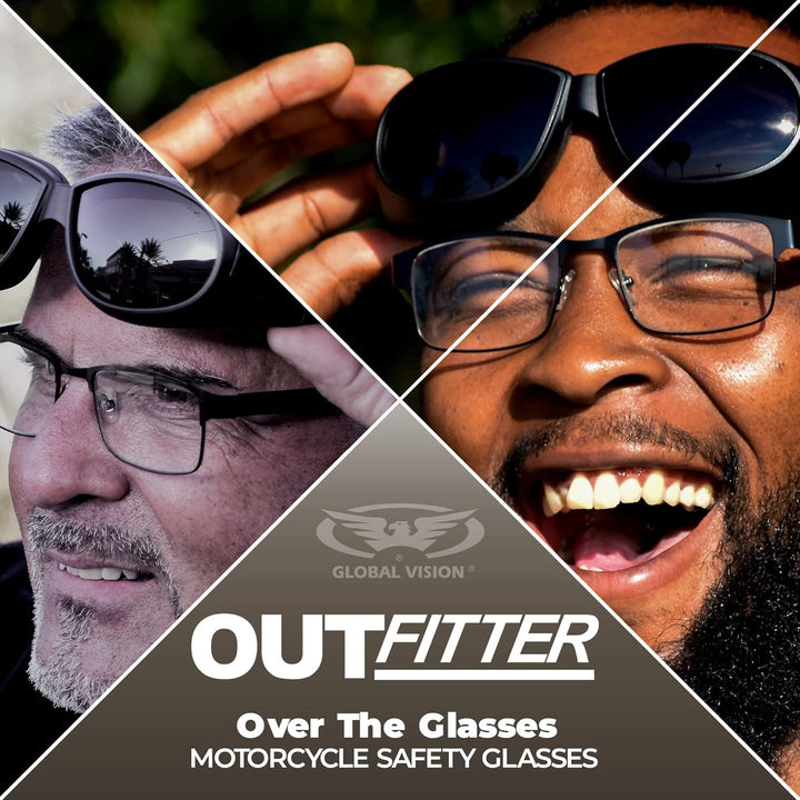 Global Vision austatter Motorrad Brille Black Frame/Smoke Lens, Black Frame/Smoke Lens