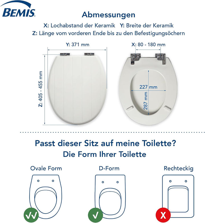 BEMIS Cottage weiss Formholzsitz mit Absenkautomatik | WC-Sitz löst sich nicht | Ultra-Fix Bodenbefe