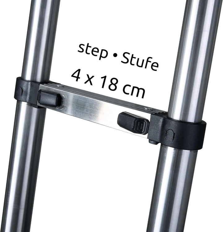 your GEAR Pescara - 2 m Teleskopleiter aus Stahl, max150 kg, schmale Leiter für Wohnmobil Camper und