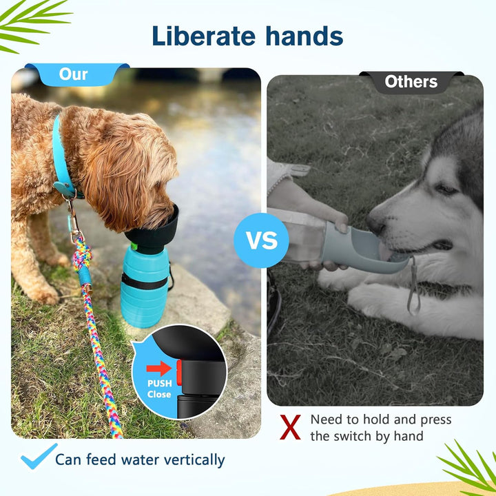 pecute Trinkflasche Hunde für Unterwegs, Hundetrinkflasche Silikon Wasserflasche Hund mit Faltbarer
