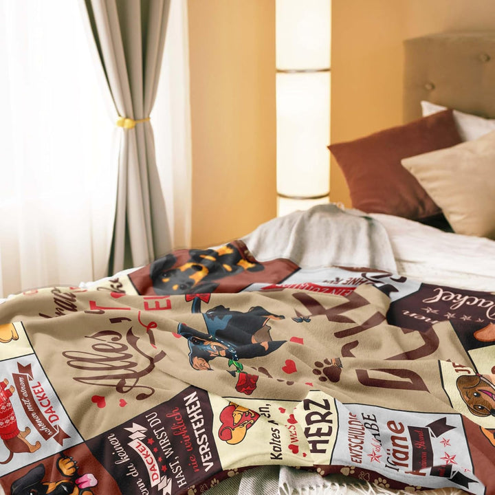 Dackel Geschenke, DackelGeschenk für Frauen Männer, Rauhhaardackel Geschenk, Dackel Decke Kuscheldec
