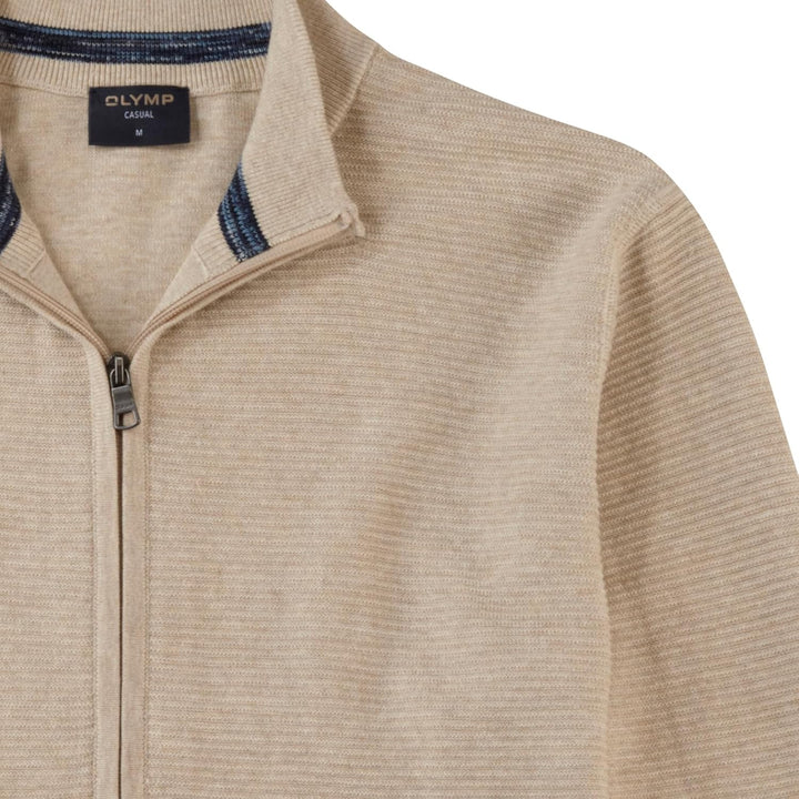 OLYMP Herren Strickjacke Casual.Strick,Struktur,Regular fit M Hellbeige 20, M Hellbeige 20
