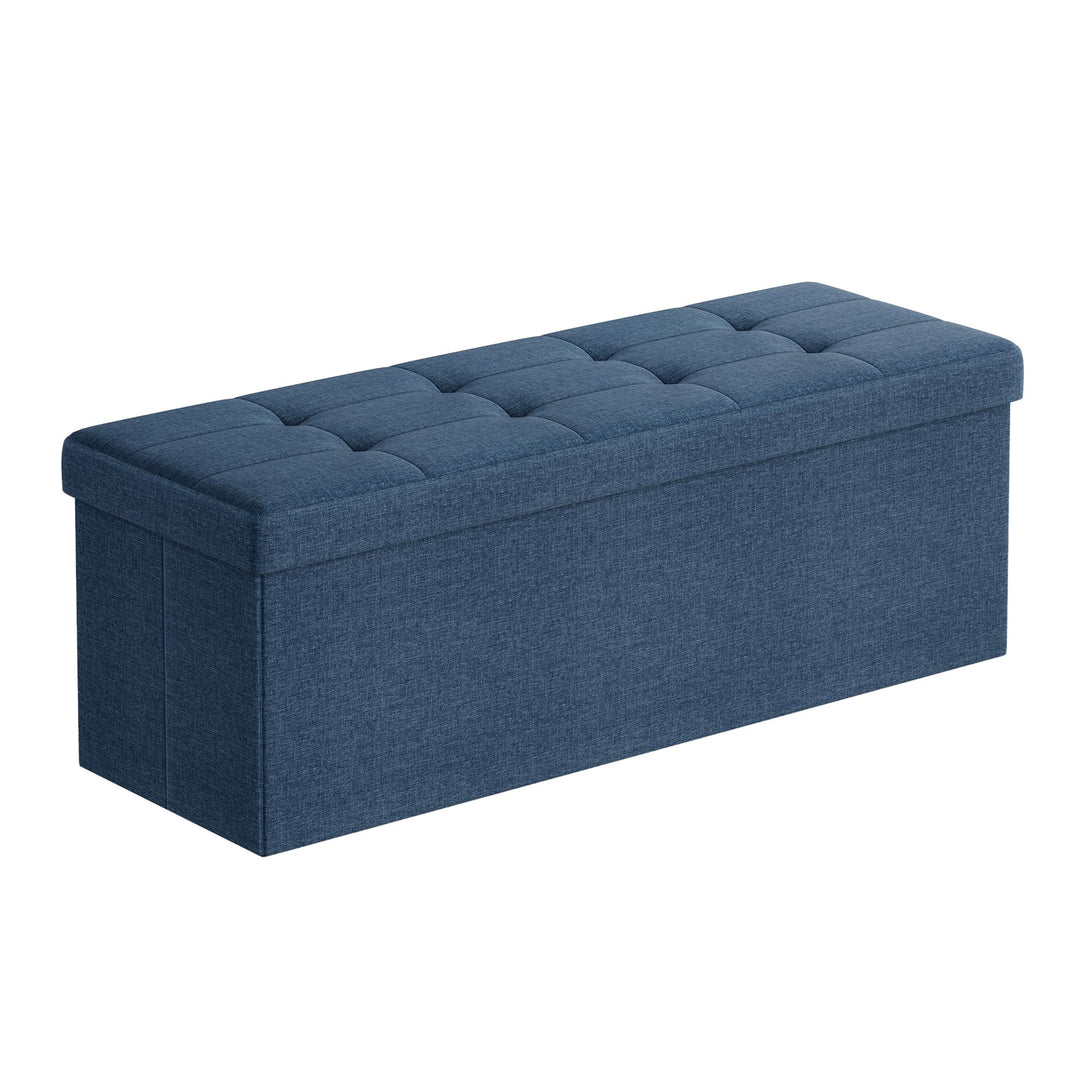 SONGMICS Sitzhocker mit Stauraum, klappbare Sitzbank, 38 x 110 x 38 cm Fussbank, Aufbewahrungsbox, b