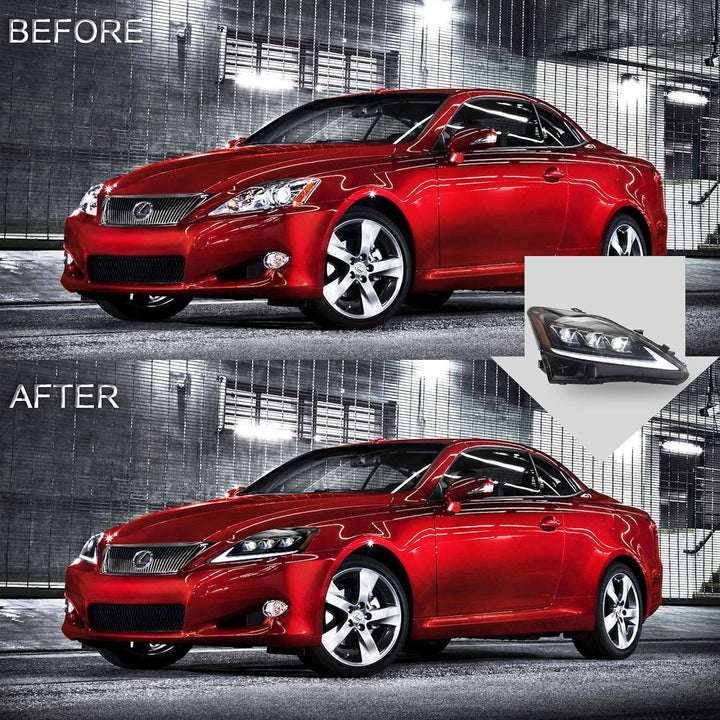 VLAND Scheinwerfer für Lexus IS250 2006-2012 Voll-Scheinwerfer mit Blinker-Sequenzanzeige, Abblendli