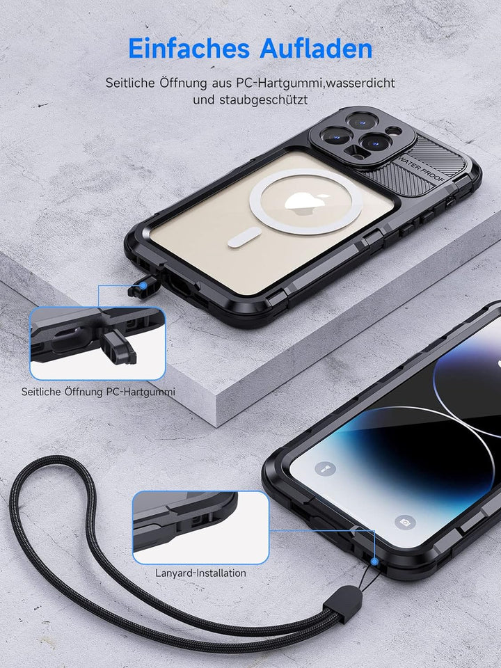seacosmo für iPhone 14 Pro Hülle Wasserdicht [Kompatibel mit Magsafe] Metall Handyhülle iPhone 14 Pr