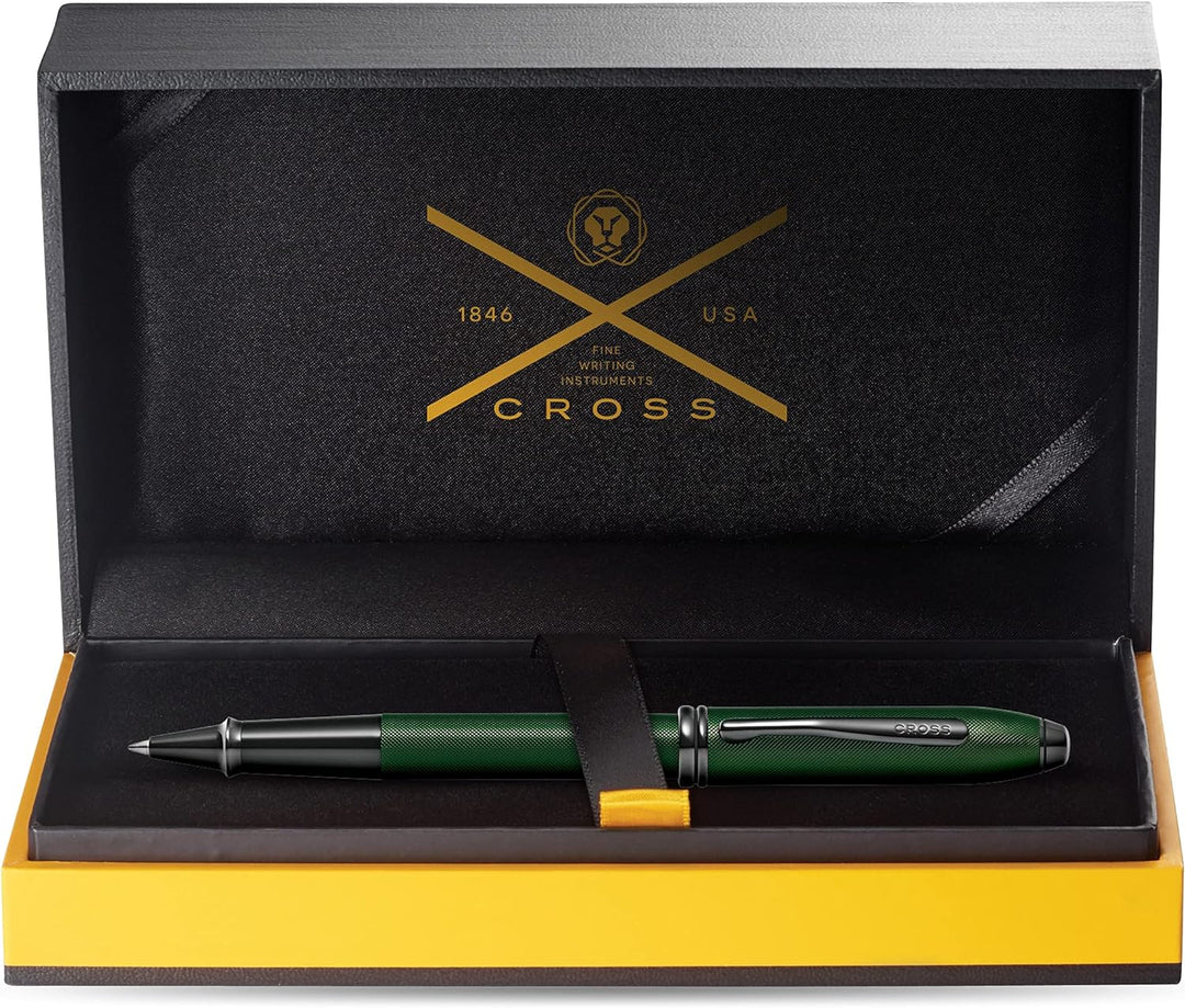 Cross Townsend Rollerball (Strichstärke M, Schreibfarbe: schwarz, inkl. Luxus Geschenkbox) Grün stru