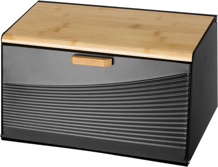 Brotkästen mit Deckel,Brotaufbewahrungsbox, Schneidebrett aus Bambus, Brotkasten aus Metall, Brot un