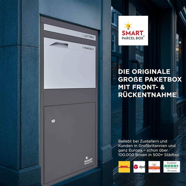 SMART PARCEL BOX Paketbox draussen, Standbriefkasten mit Paketfach, Paketbriefkasten XXL, grosse Pos