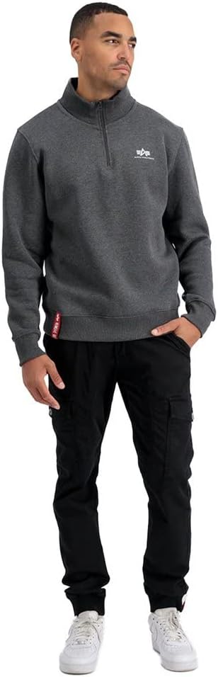 Alpha Industries Herren Half Zip Sweater Sl Sweatshirt für Herren Sweatshirt (1er Pack) S Charcoal H