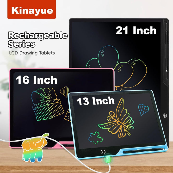 Kinayue LCD-Schreibtablett für Kinder, Wiederaufladbare 21 Zoll Maltafel Zeichentafel, Vorschule Ler