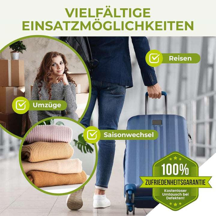 NORDIC® Vakuumbeutel 6 Stück (2M + 2L + 2XL) – BPA Frei INKL. ETIKETTEN - Vakuumbeutel für Kleidung,